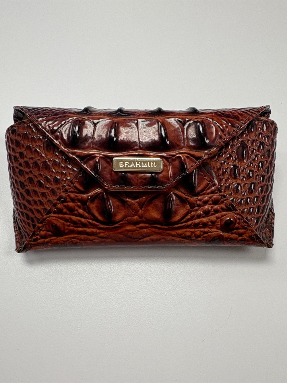 Brahmin Chestnut Croc-Embossed Leather Envelope Eyeglass Case